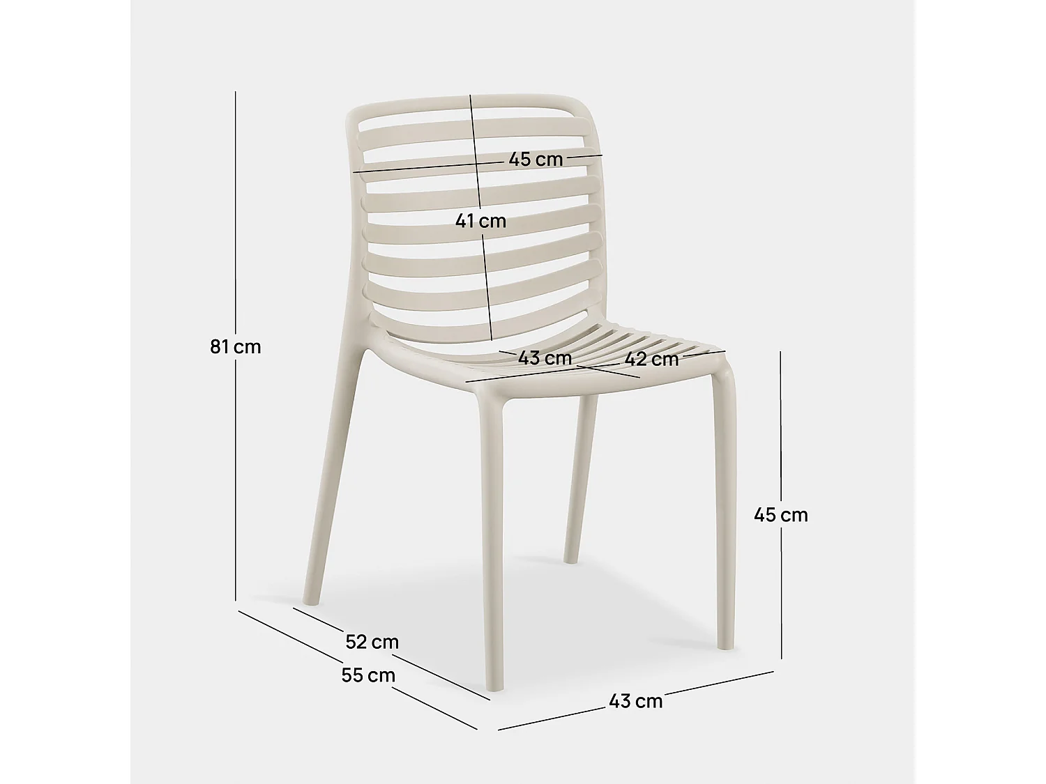 Chaise de cuisine en plastique beige 45x81 cm-Eros