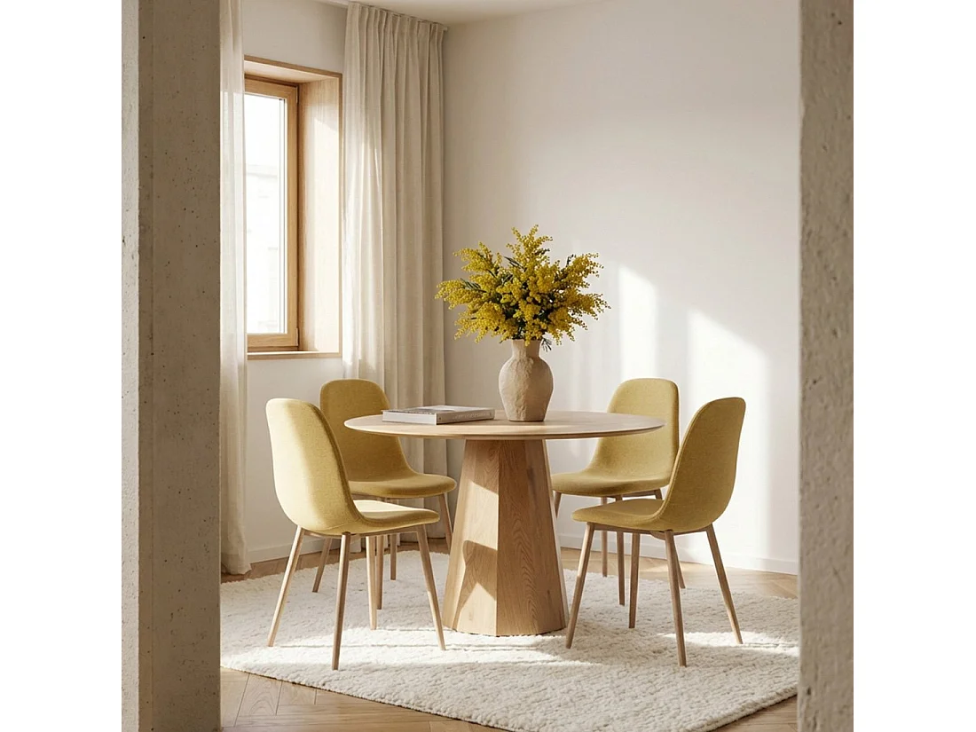 Chaise de salle à manger en tissu moutarde 43x87 cm-Ellis