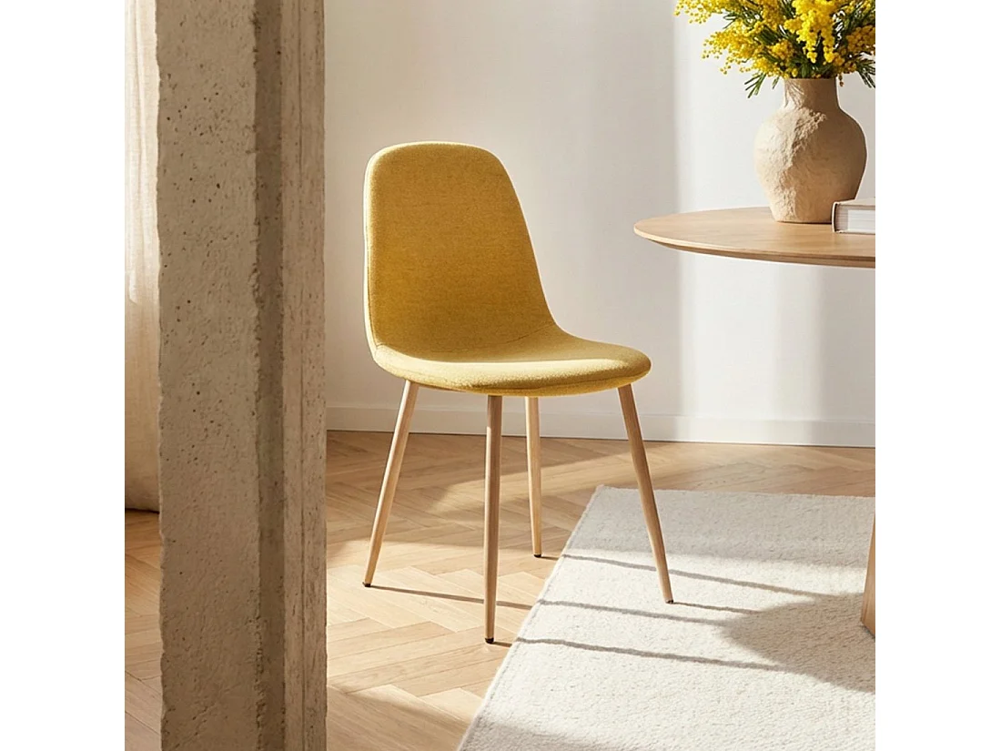 Chaise de salle à manger en tissu moutarde 43x87 cm-Ellis