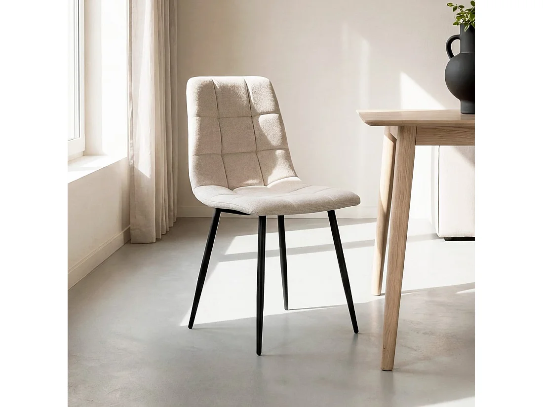 Chaise de salle à manger en tissu beige 43x88 cm-Ailan