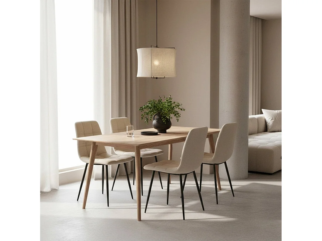 Chaise de salle à manger en tissu beige 43x88 cm-Ailan