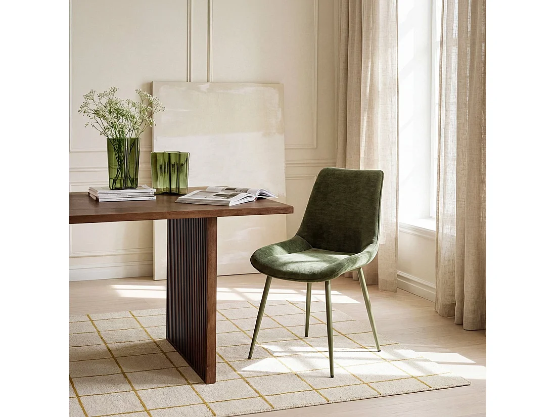 Chaise de salle à manger en tissu vert 50x86 cm-Niro