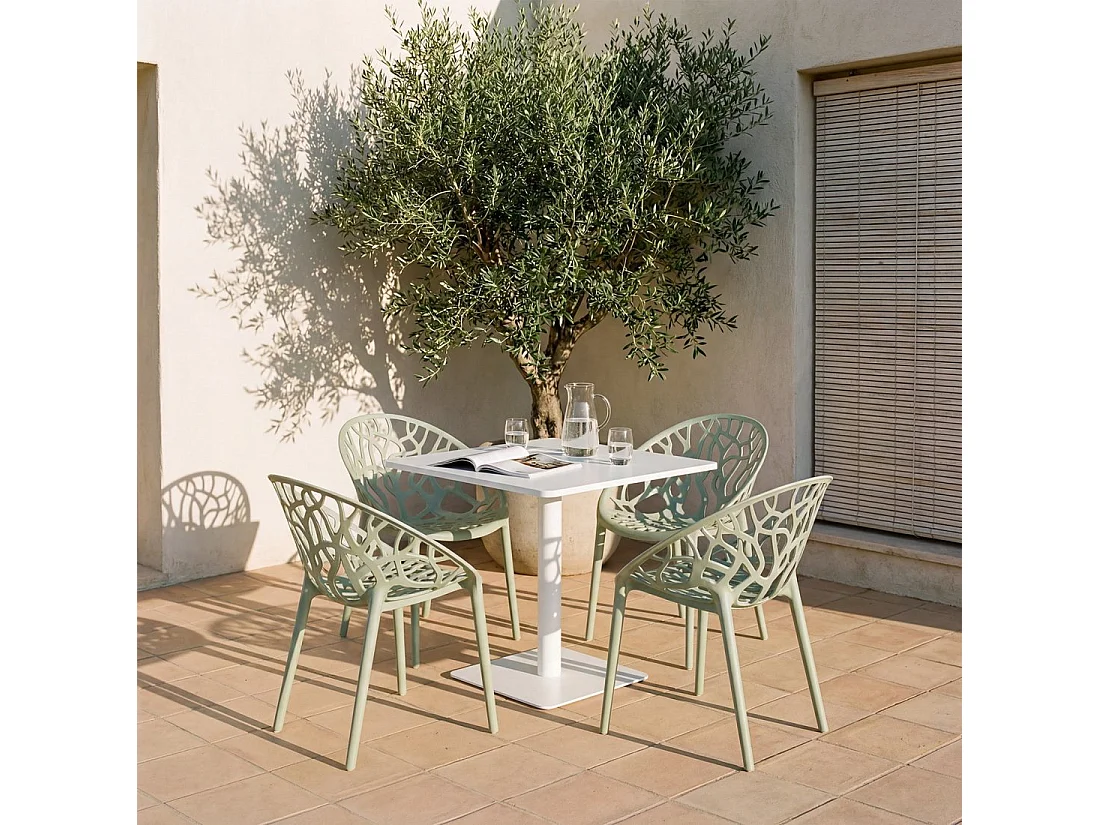Chaise de jardin en plastique vert 58x79 cm-Rhona