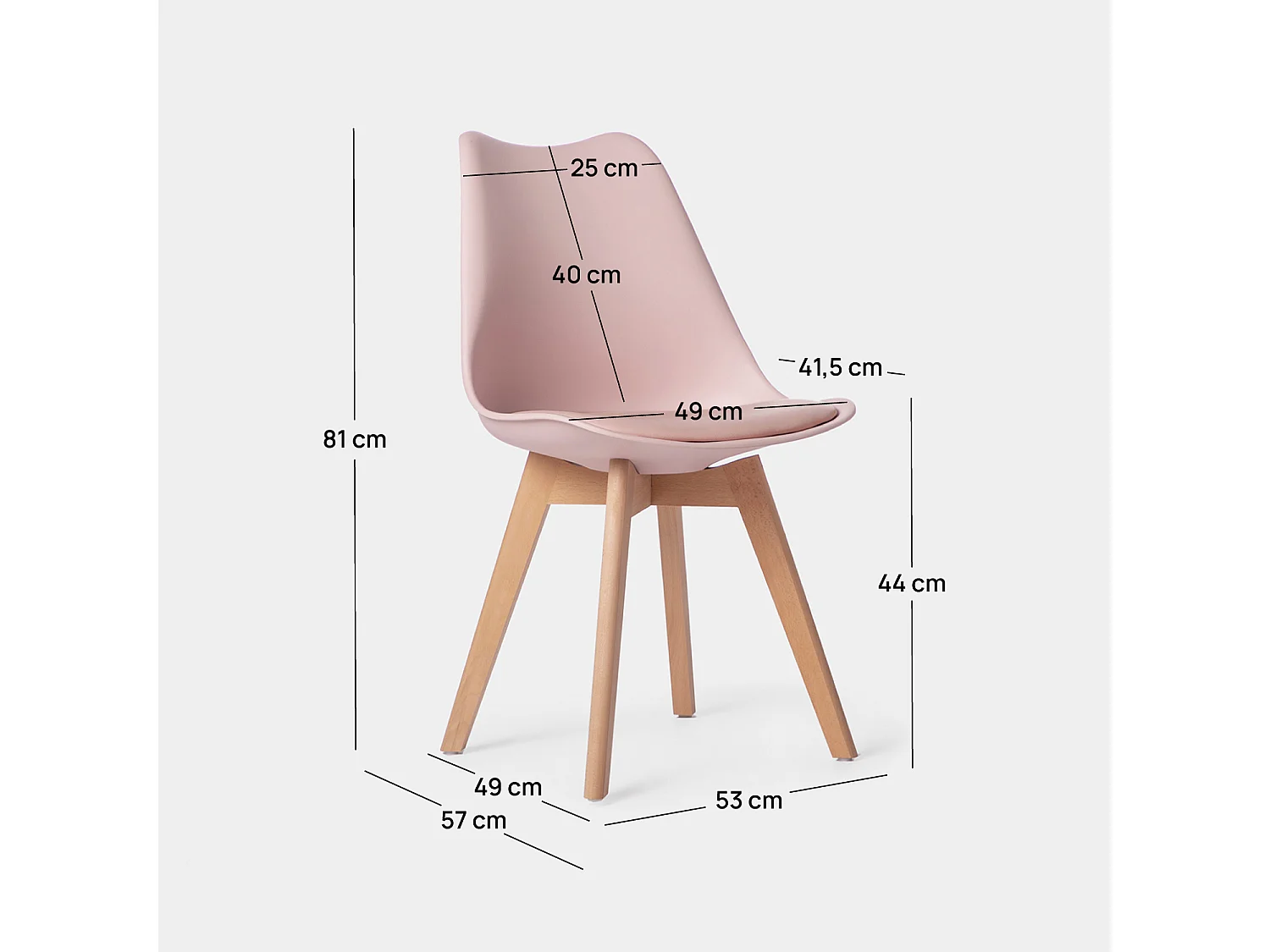 Chaise de cuisine en plastique rose 49x81 cm-Kler