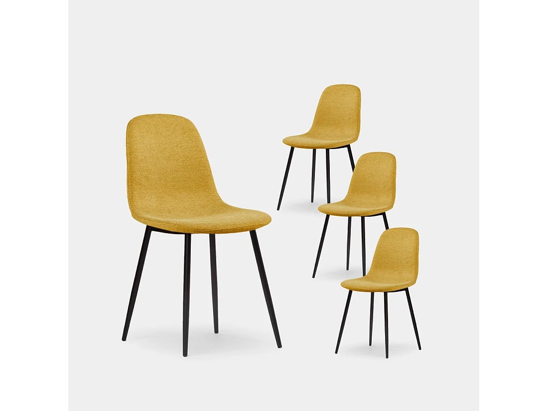Chaise de salle à manger en tissu moutarde 43x87 cm-Ellis