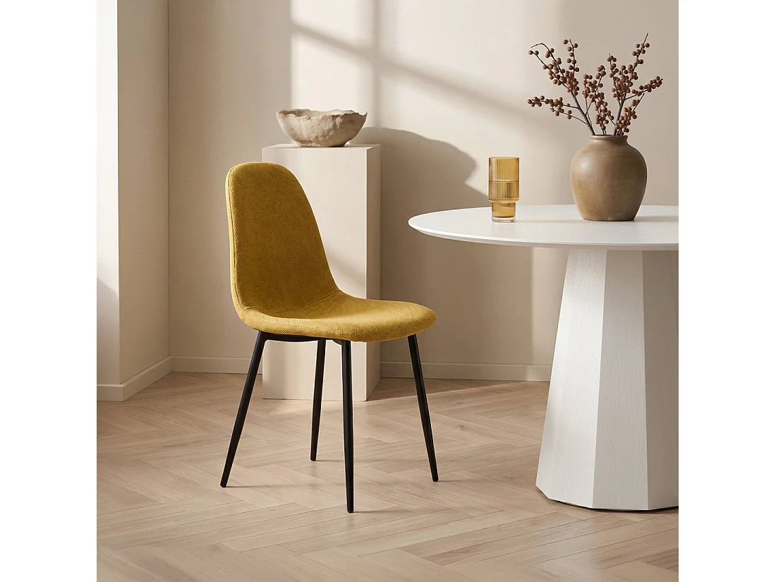 Chaise de salle à manger en tissu moutarde 43x87 cm-Ellis