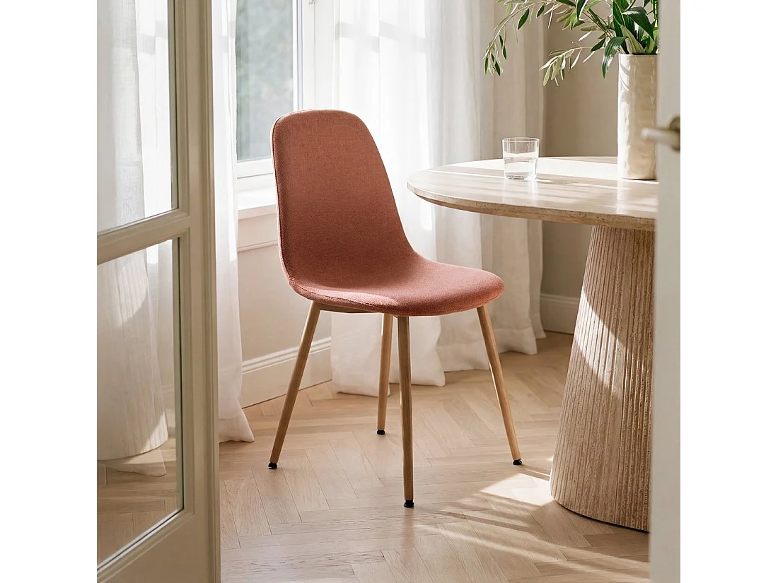 Chaise de salle à manger en tissu terracotta 43x87 cm-Ellis