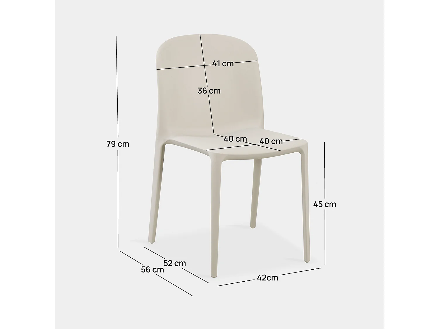 Chaise de jardin en plastique beige 50x79 cm-Ethan
