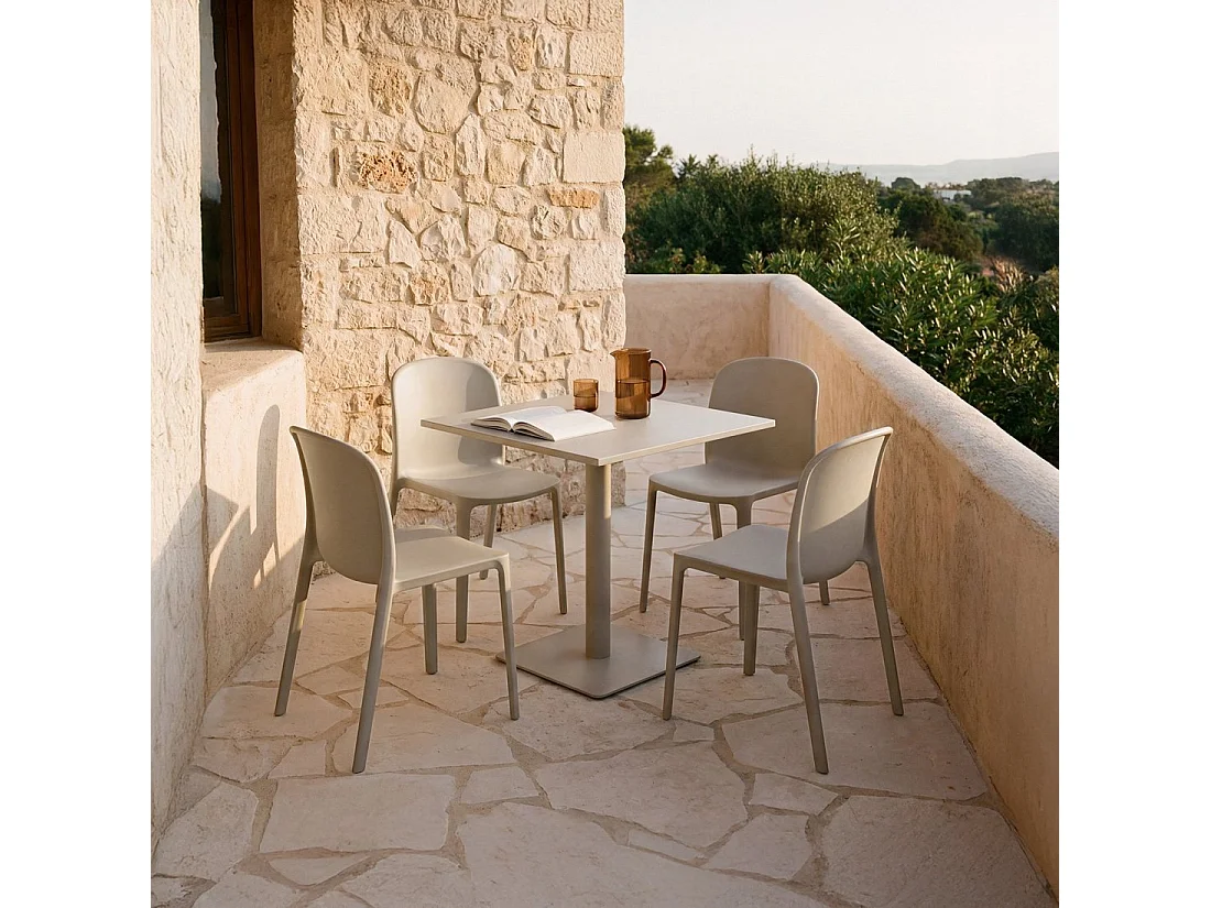 Chaise de jardin en plastique beige 50x79 cm-Ethan