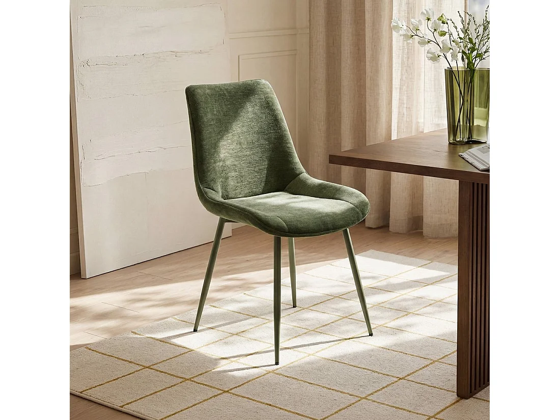 Chaise de salle à manger en tissu vert 50x86 cm-Niro