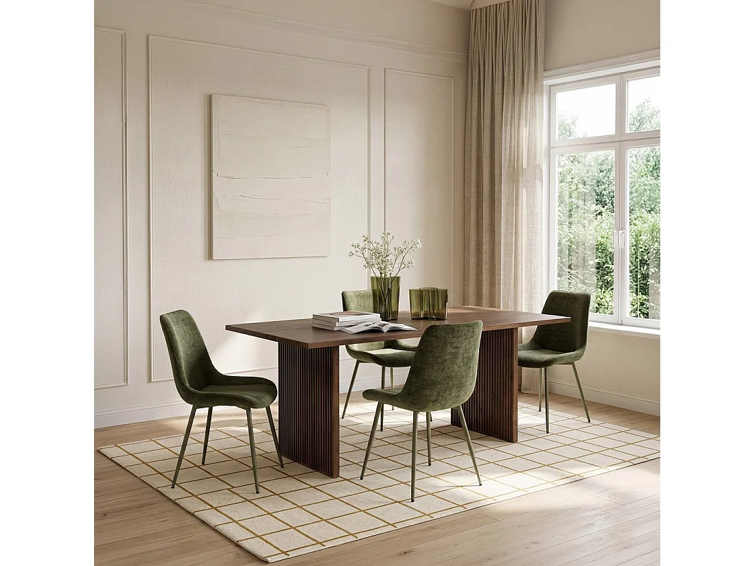 Chaise de salle à manger en tissu vert 50x86 cm-Niro
