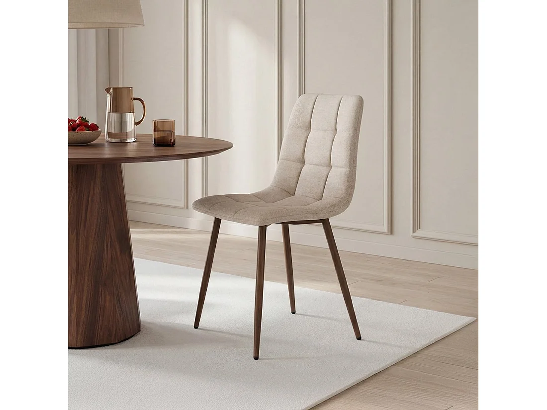 Chaise de salle à manger en tissu beige 43x88 cm-Ailan