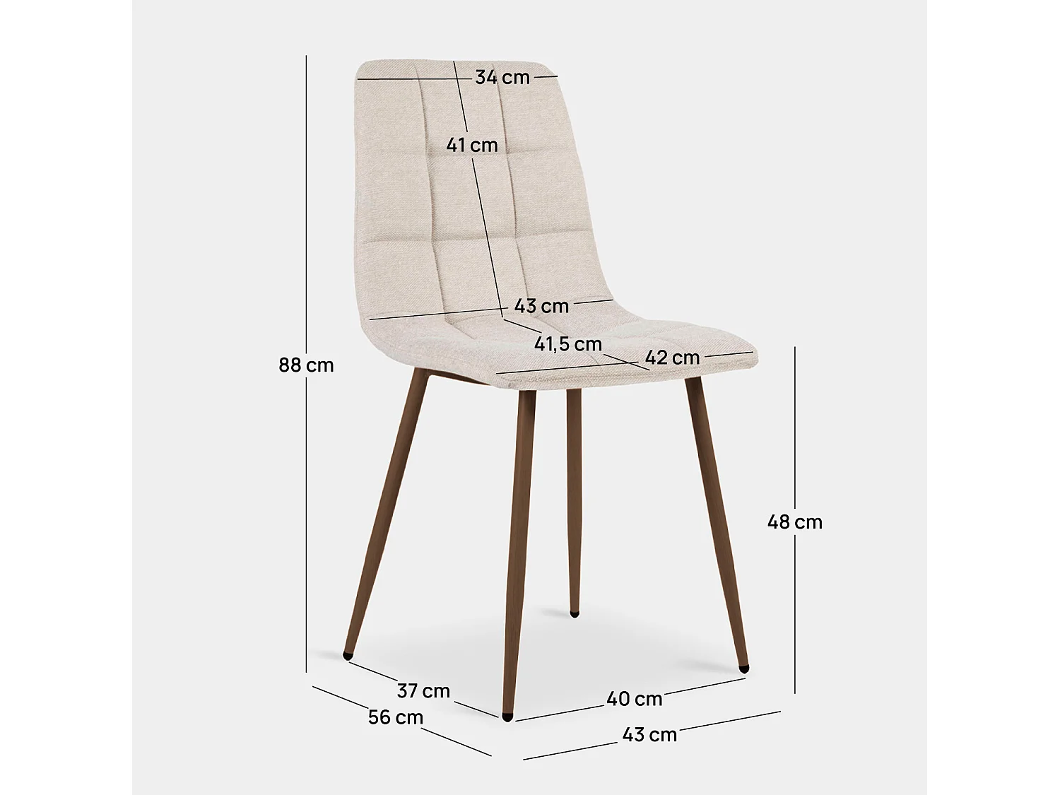 Chaise de salle à manger en tissu beige 43x88 cm-Ailan