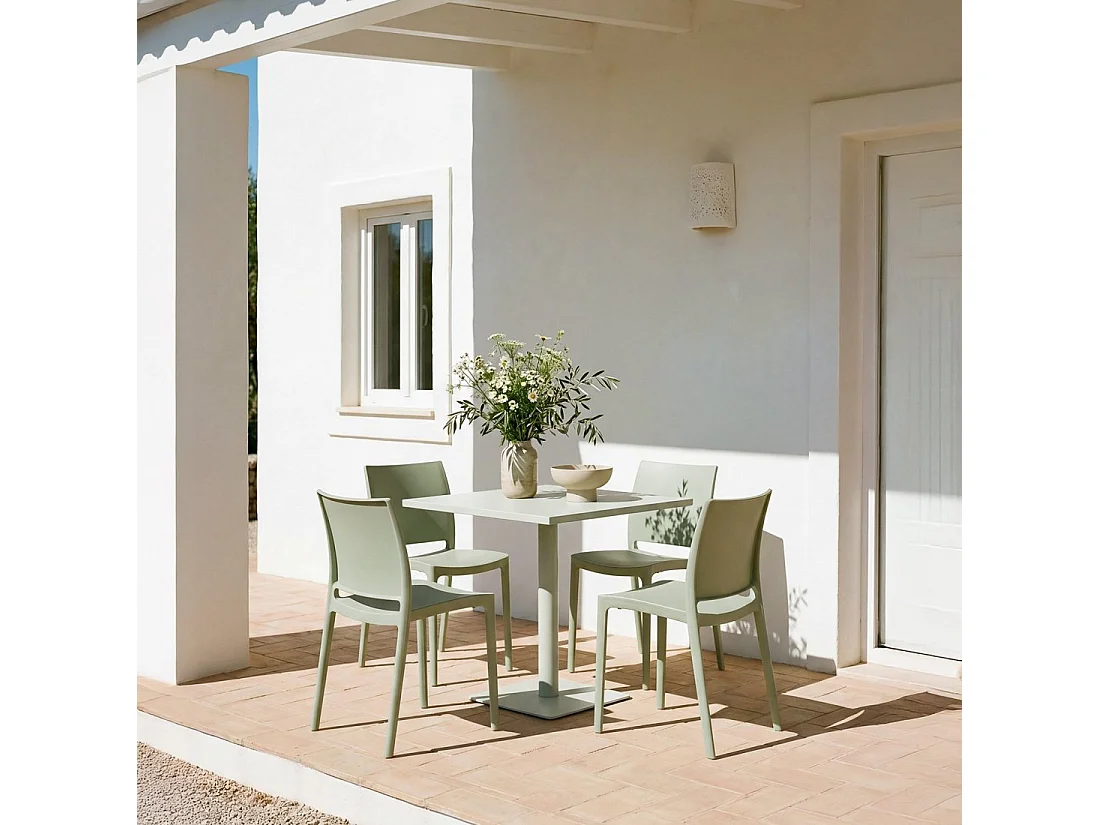Chaise de jardin en plastique vert 44x81 cm-Keir