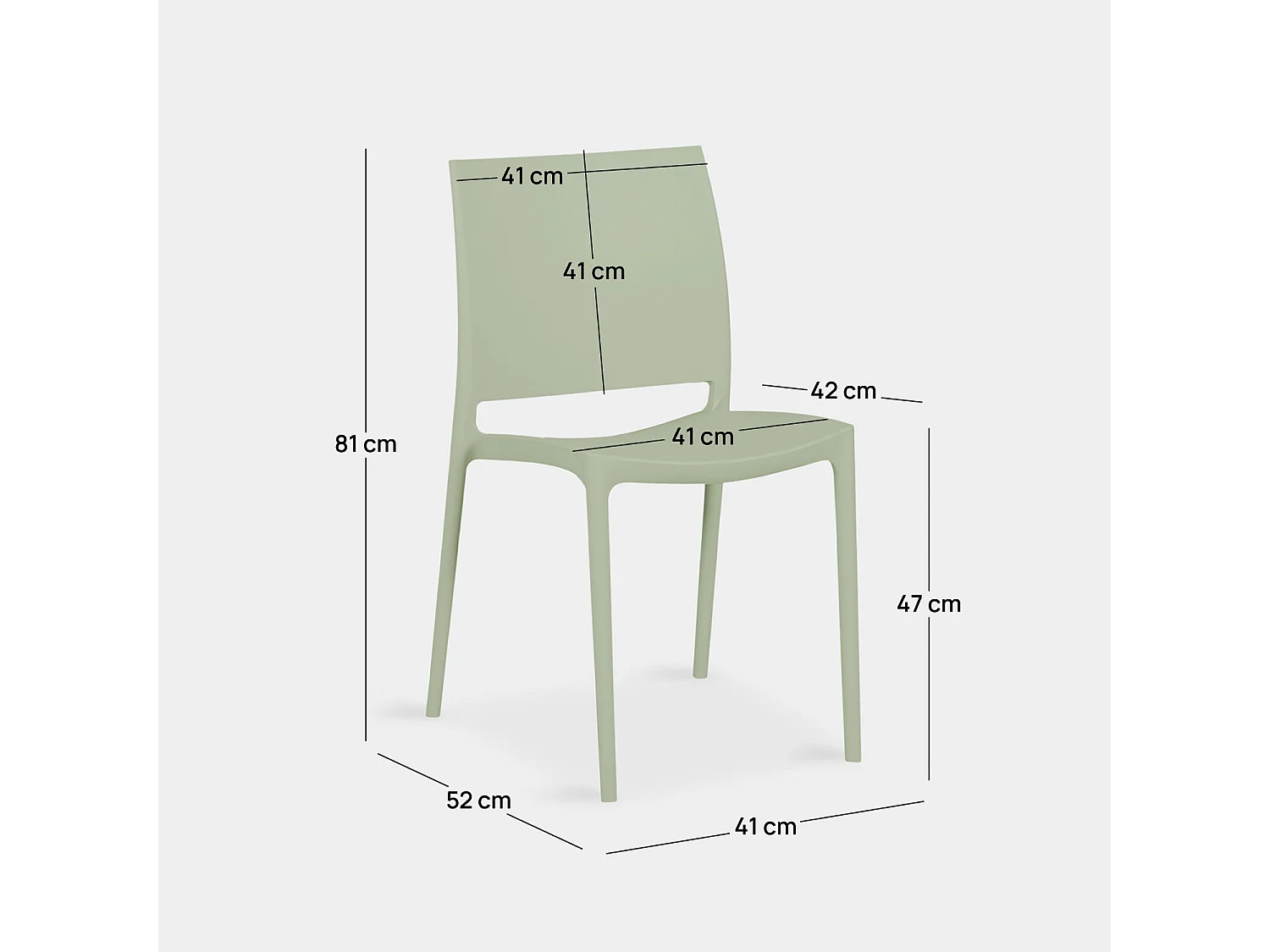 Chaise de jardin en plastique vert 44x81 cm-Keir