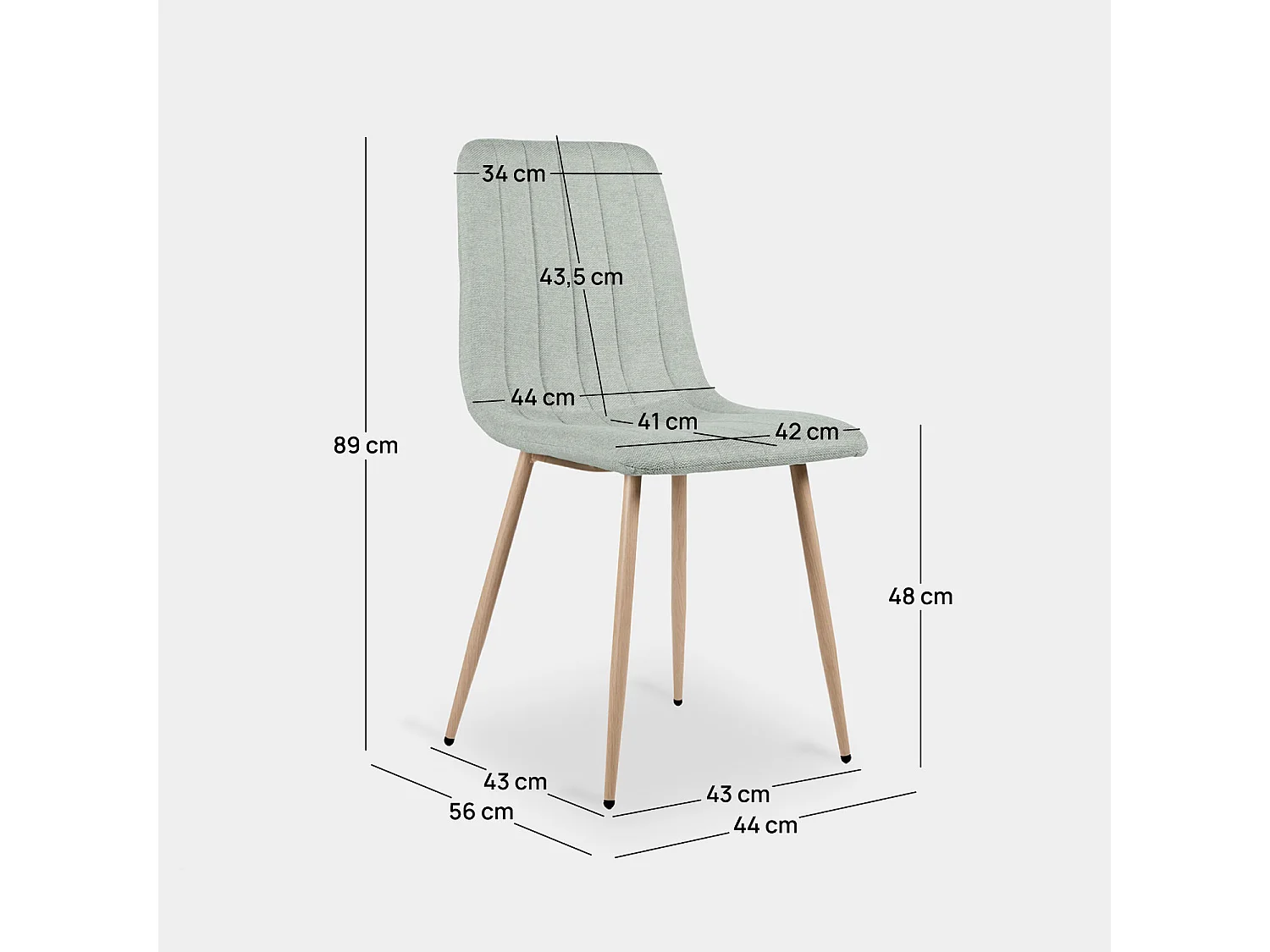 Chaise de salle à manger en tissu menthe 44x89 cm-Robbie