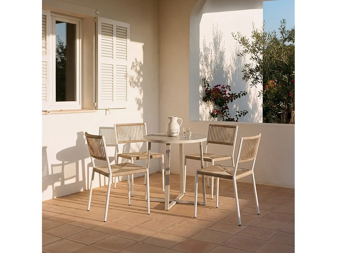 Chaise de jardin en fibre synthétique naturel 53x79 cm-Kale