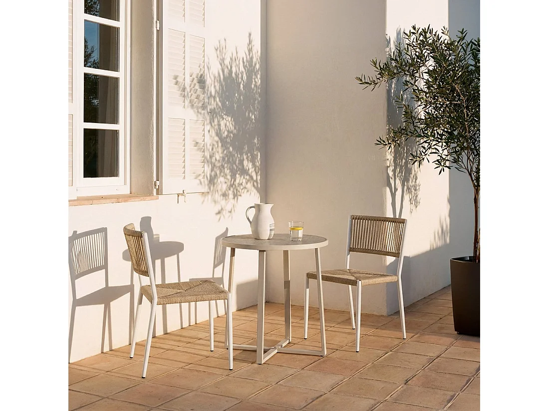 Chaise de jardin en fibre synthétique naturel 53x79 cm-Kale