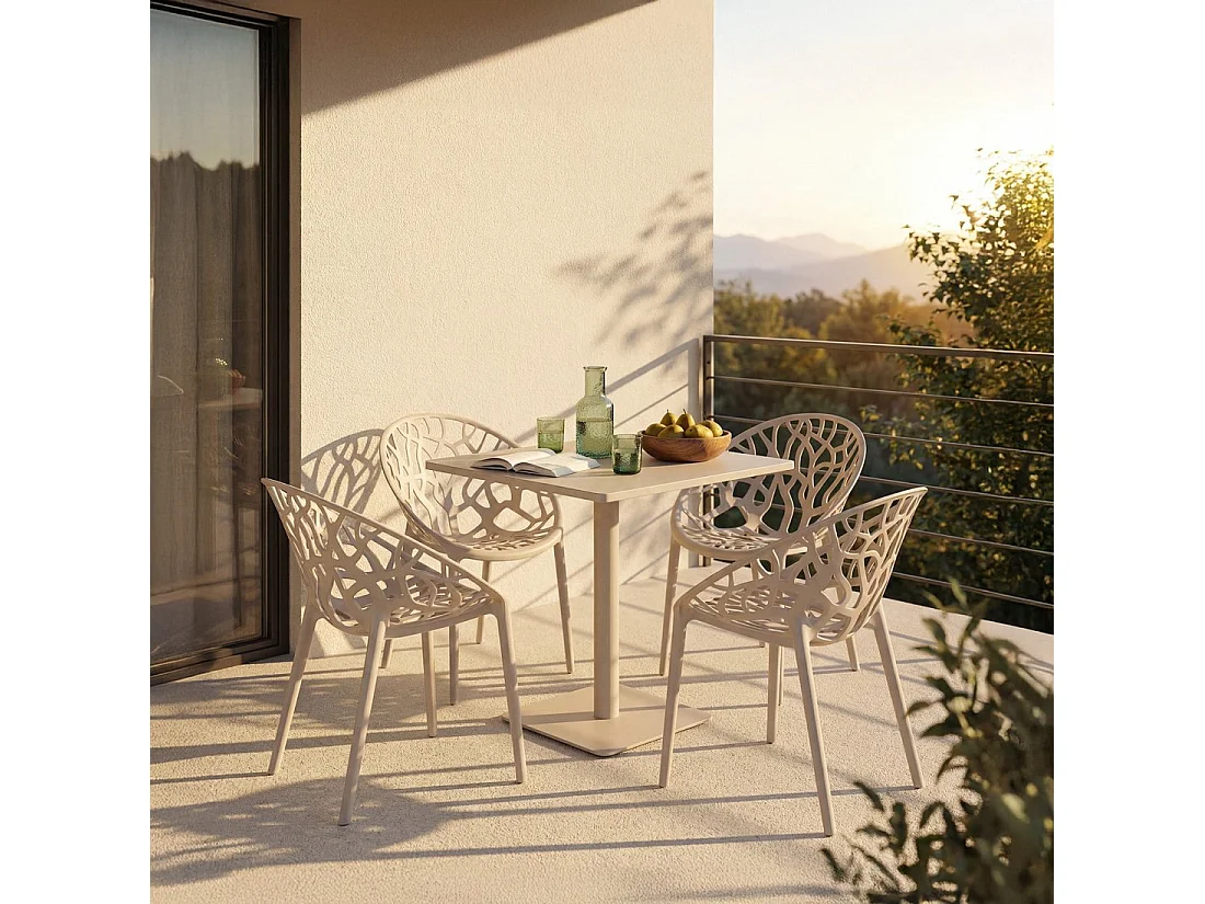 Chaise de jardin en plastique beige 58x79 cm-Rhona