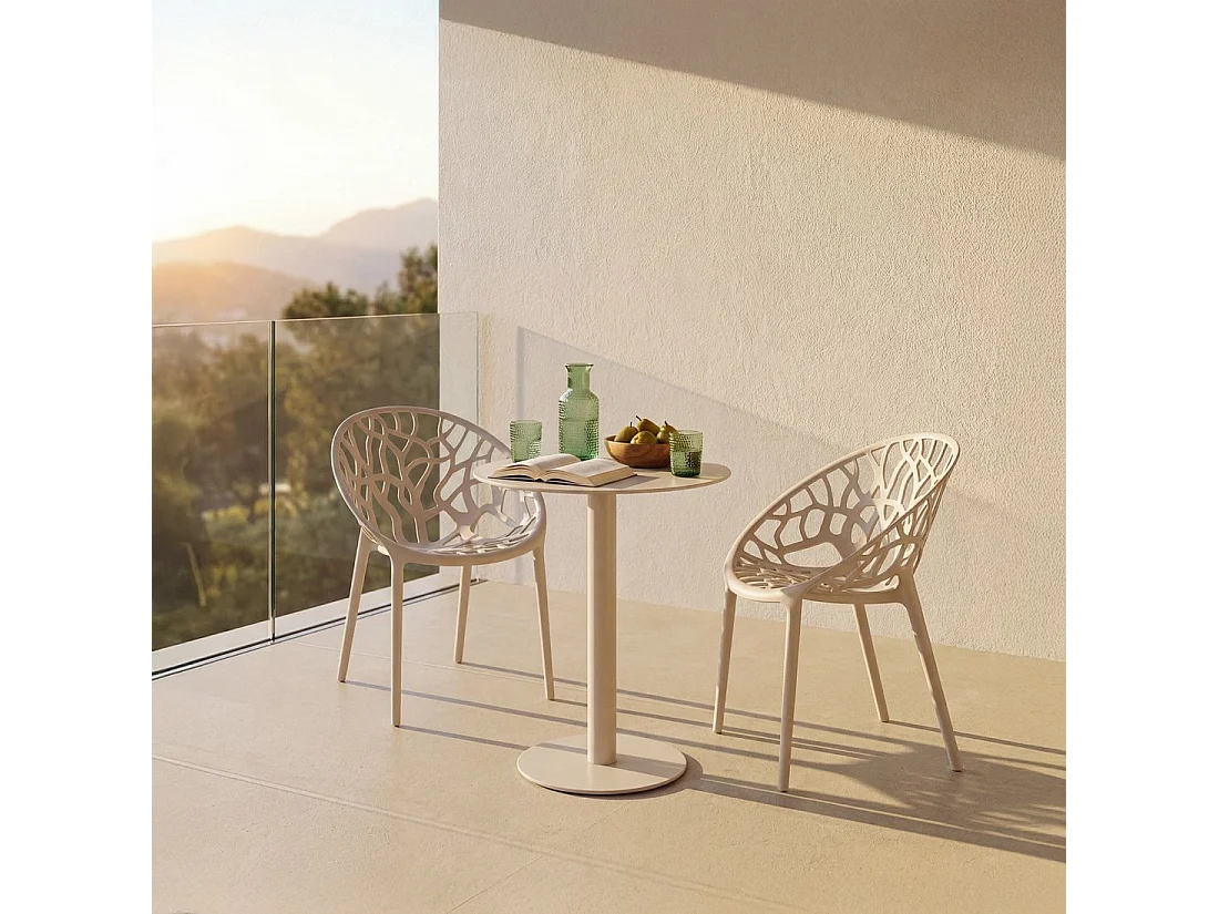 Chaise de jardin en plastique beige 58x79 cm-Rhona