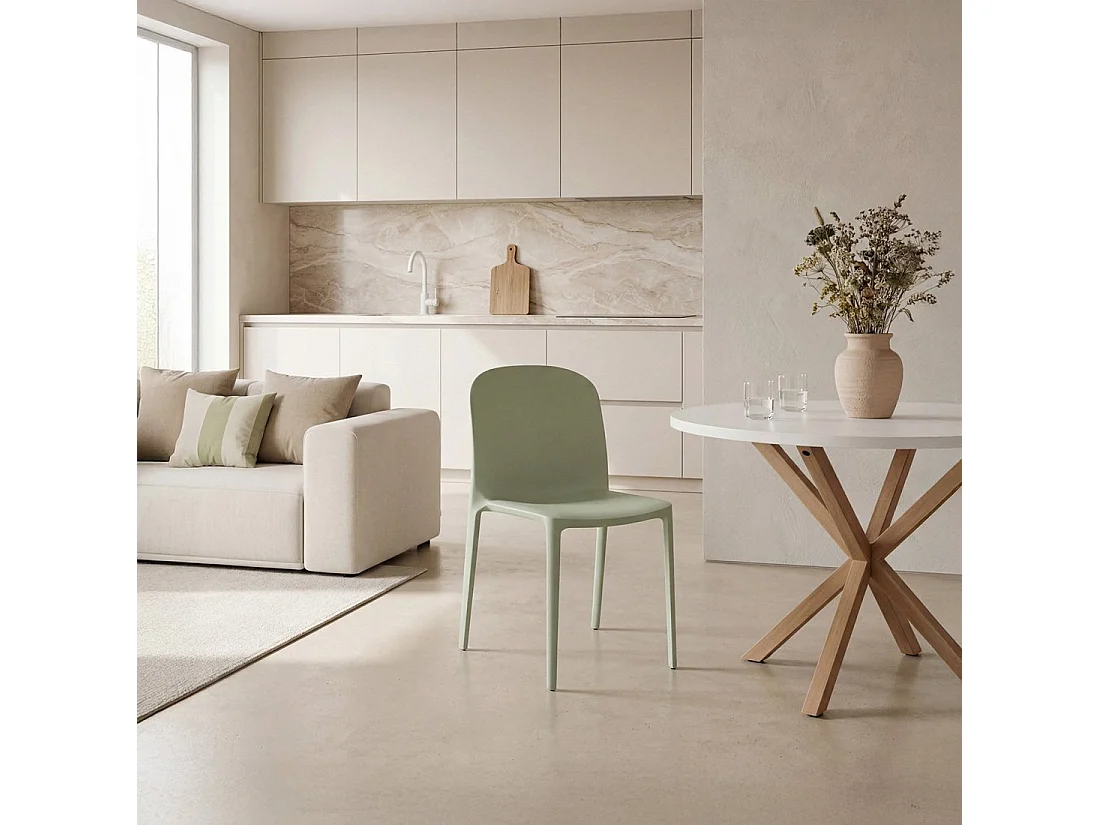 Chaise de cuisine en plastique vert 50x79 cm-Ethan
