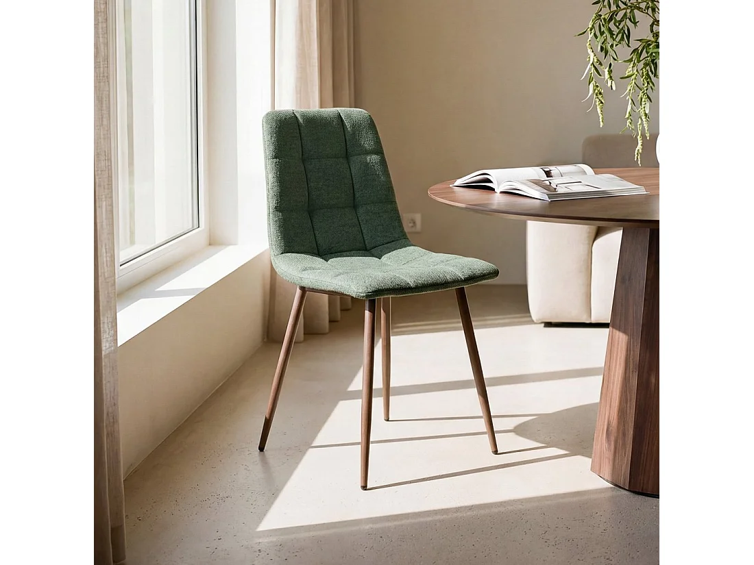 Chaise de salle à manger en tissu vert foncé 43x88 cm-Ailan