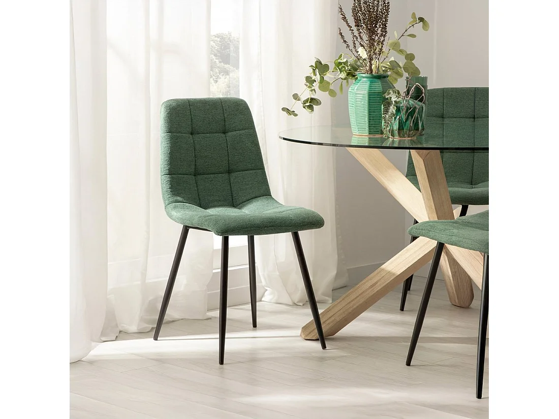 Chaise de salle à manger en tissu vert foncé 43x88 cm-Ailan