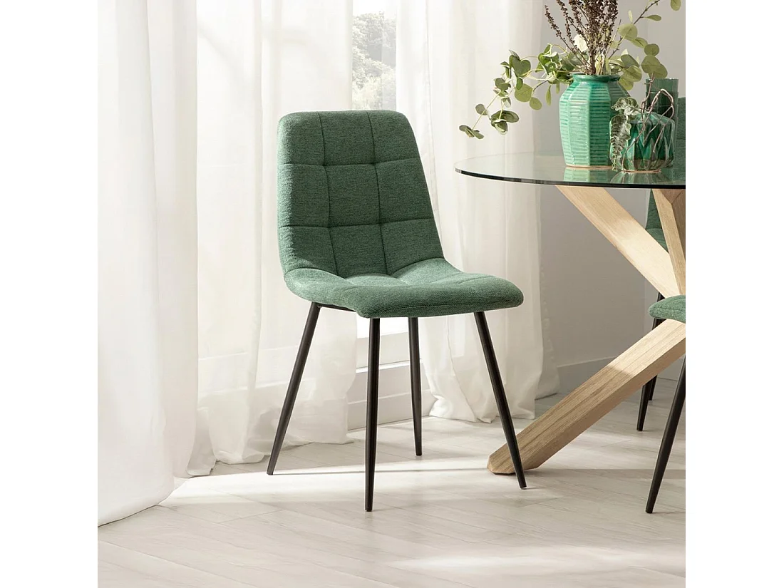 Silla de comedor de Tela Verde oscuro 88 x 43- Ailan