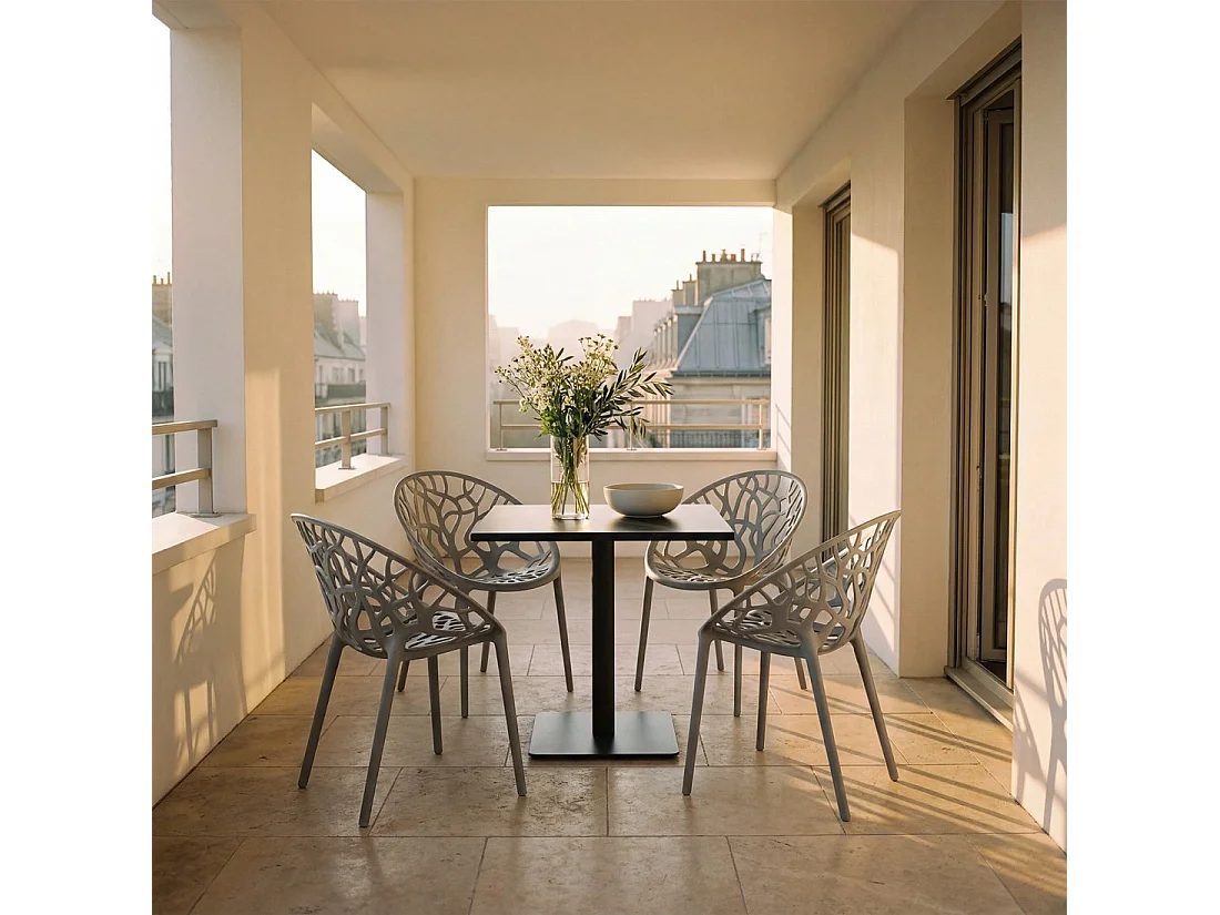 Chaise de jardin en plastique gris anthracite 58x79 cm-Rhona