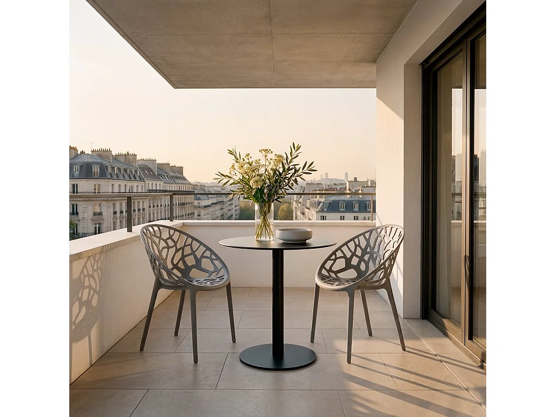 Chaise de jardin en plastique gris anthracite 58x79 cm-Rhona