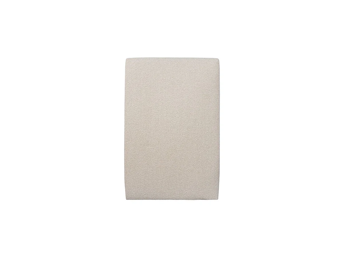 Lit 90x190cm avec tête de lit tapissier bouclette et sommier tapissier beige - Hauteur totale : 35cm