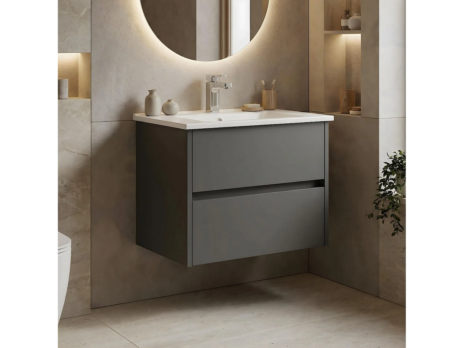 Meuble Vasque "Arno 65" - 65 x 45 x 52 cm - Anthracite