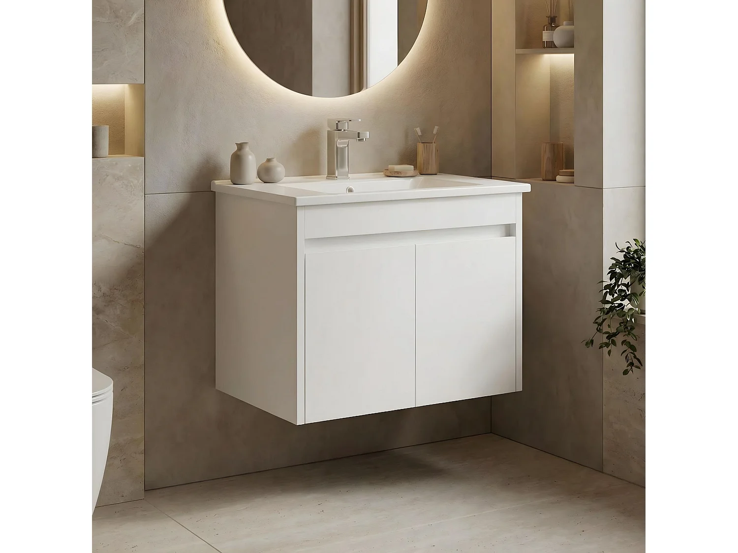 Wastafelmeubel "Arno 65" - 65 x 45 x 52 cm - Wit