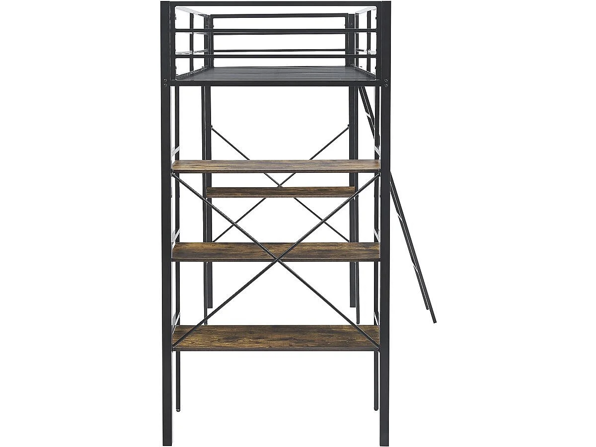 Lit mezzanine avec bureau en métal "Raphaël" - 190 x 90 cm - Noir
