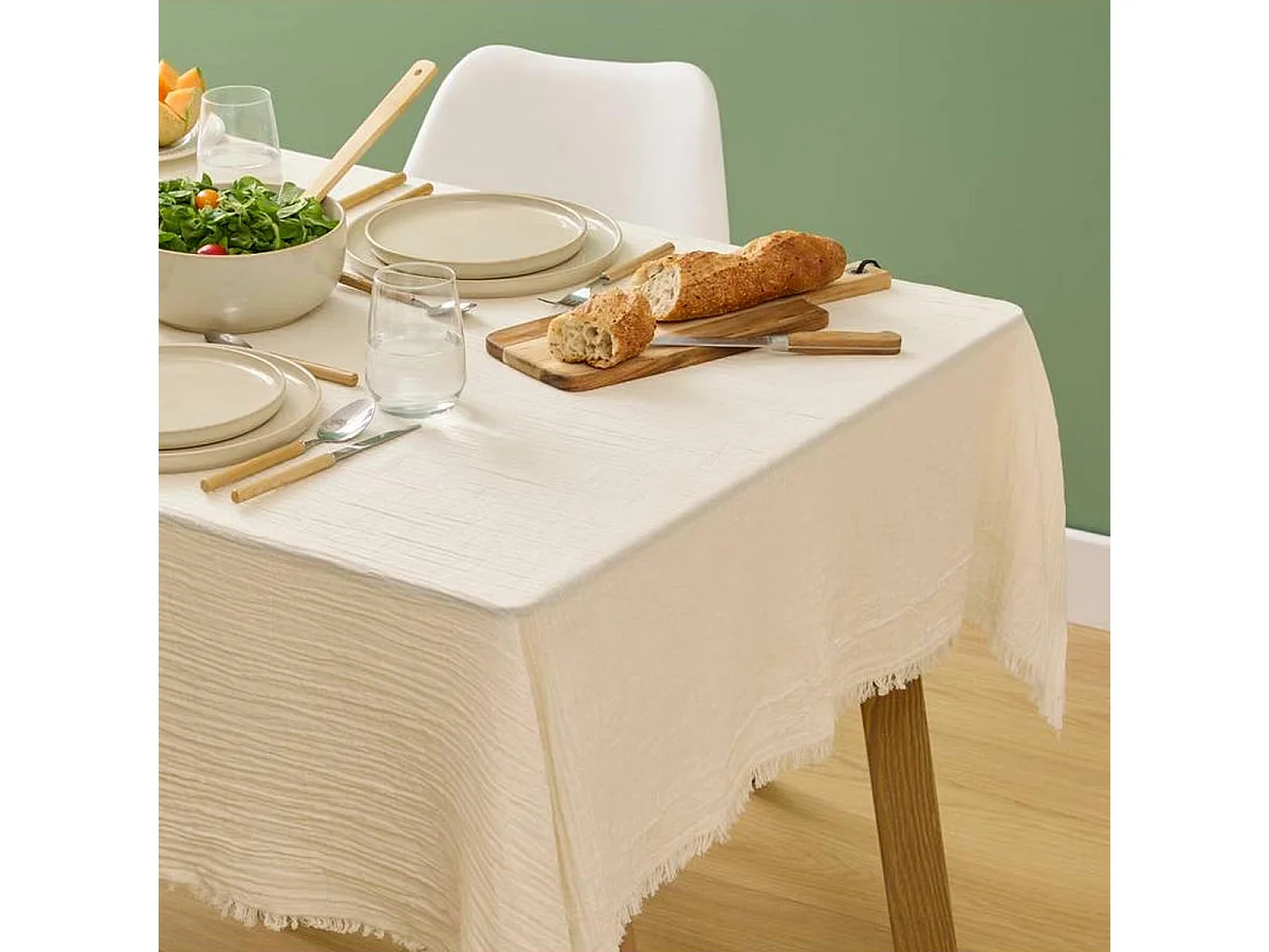 Nappe en Gaze de Coton "Vela" 150x250cm Blanc Chaud