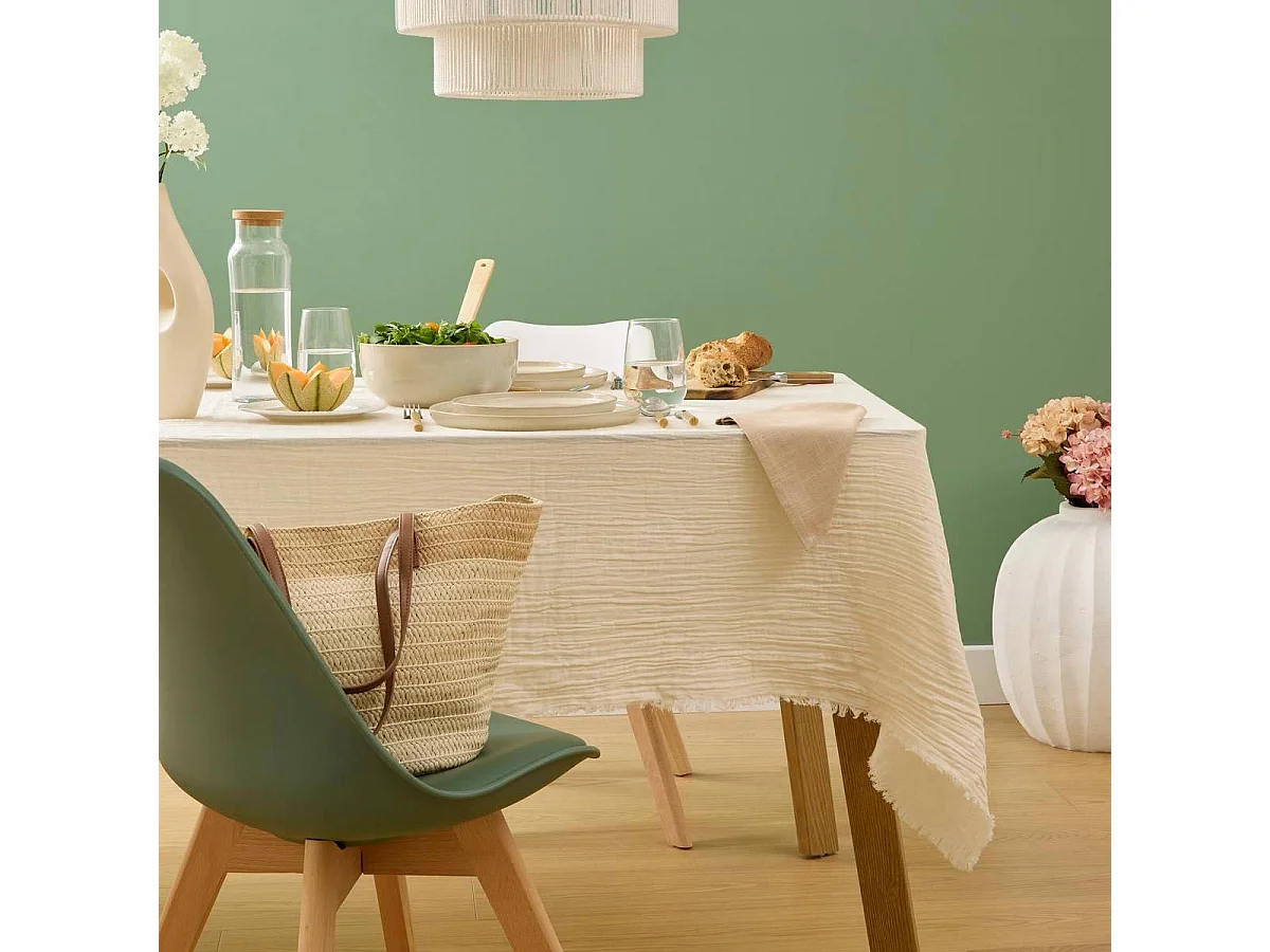 Nappe en Gaze de Coton "Vela" 150x250cm Blanc Chaud