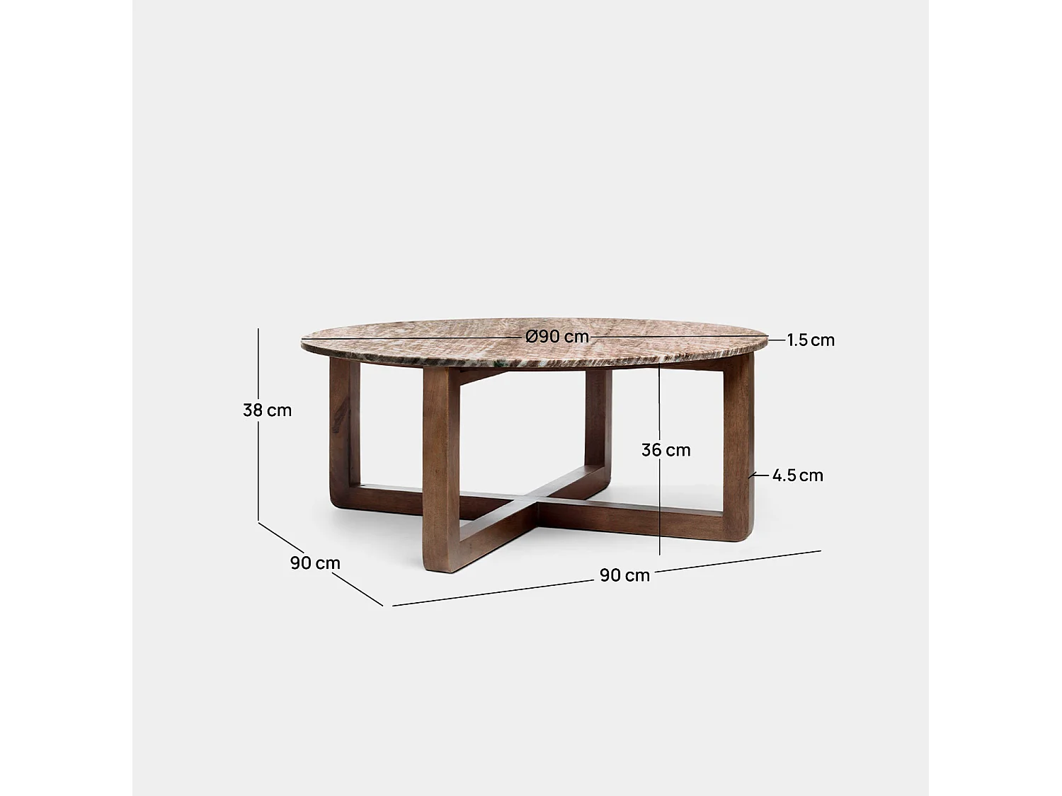 Table basse fixe en mármol mármol 90x38 cm-Vinh