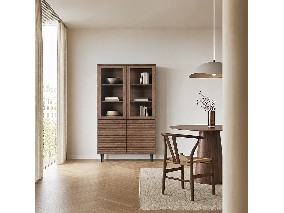 Vitrina de Madera Nogal 171 cm x 110 cm- Evoke