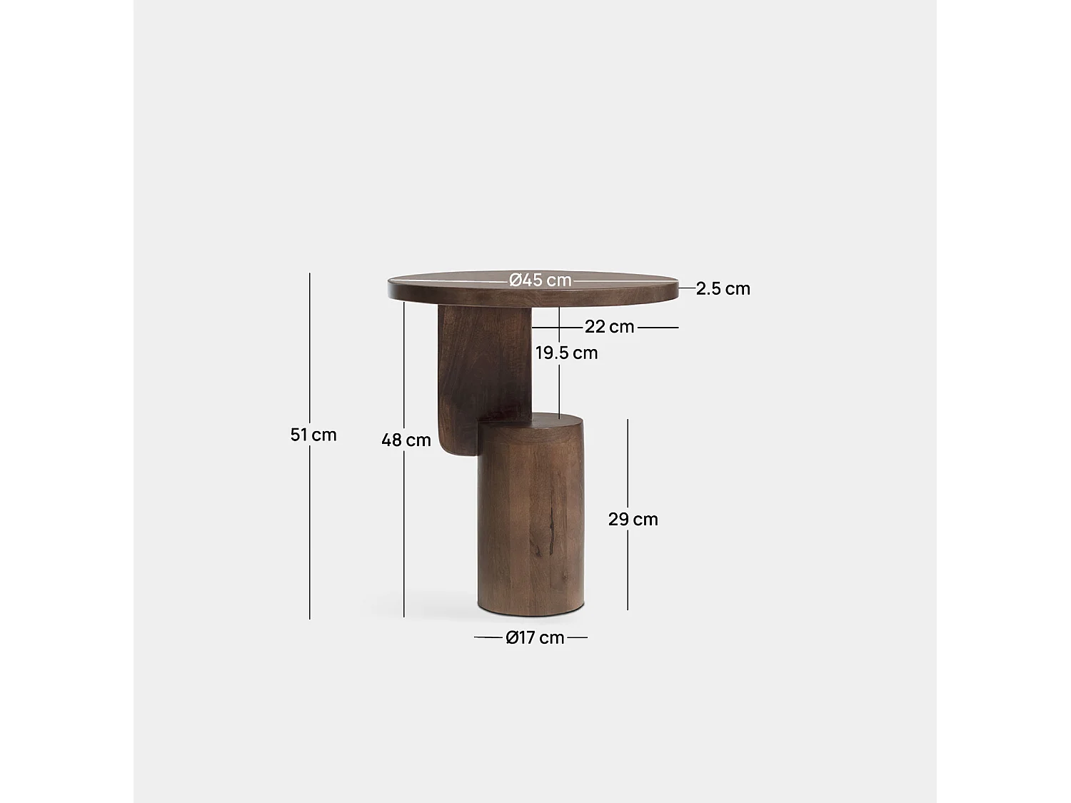 Table d'appoint en bois noyer 45x51 cm-Munk