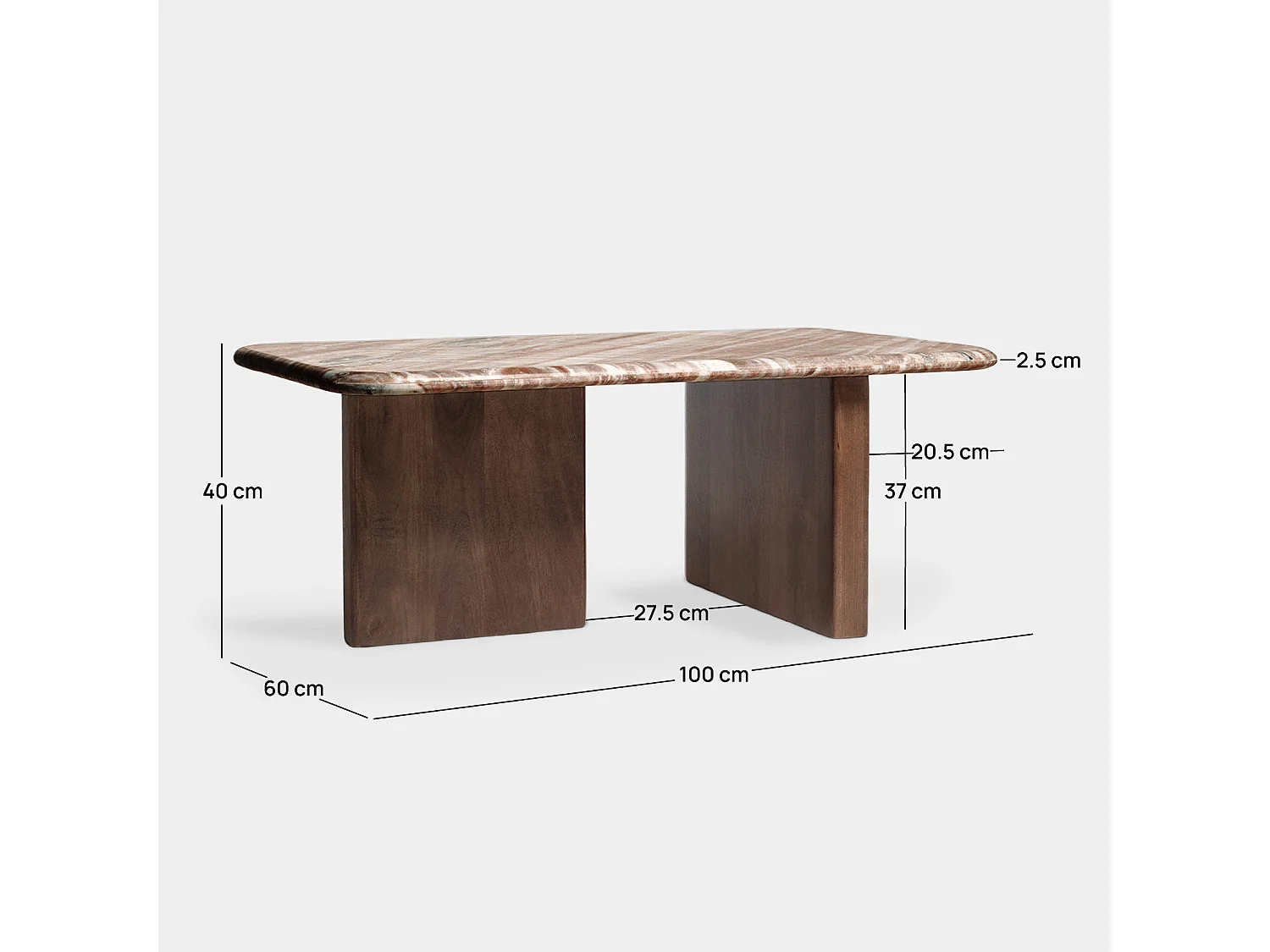 Table basse fixe en mármol mármol 100x40 cm-Kronis