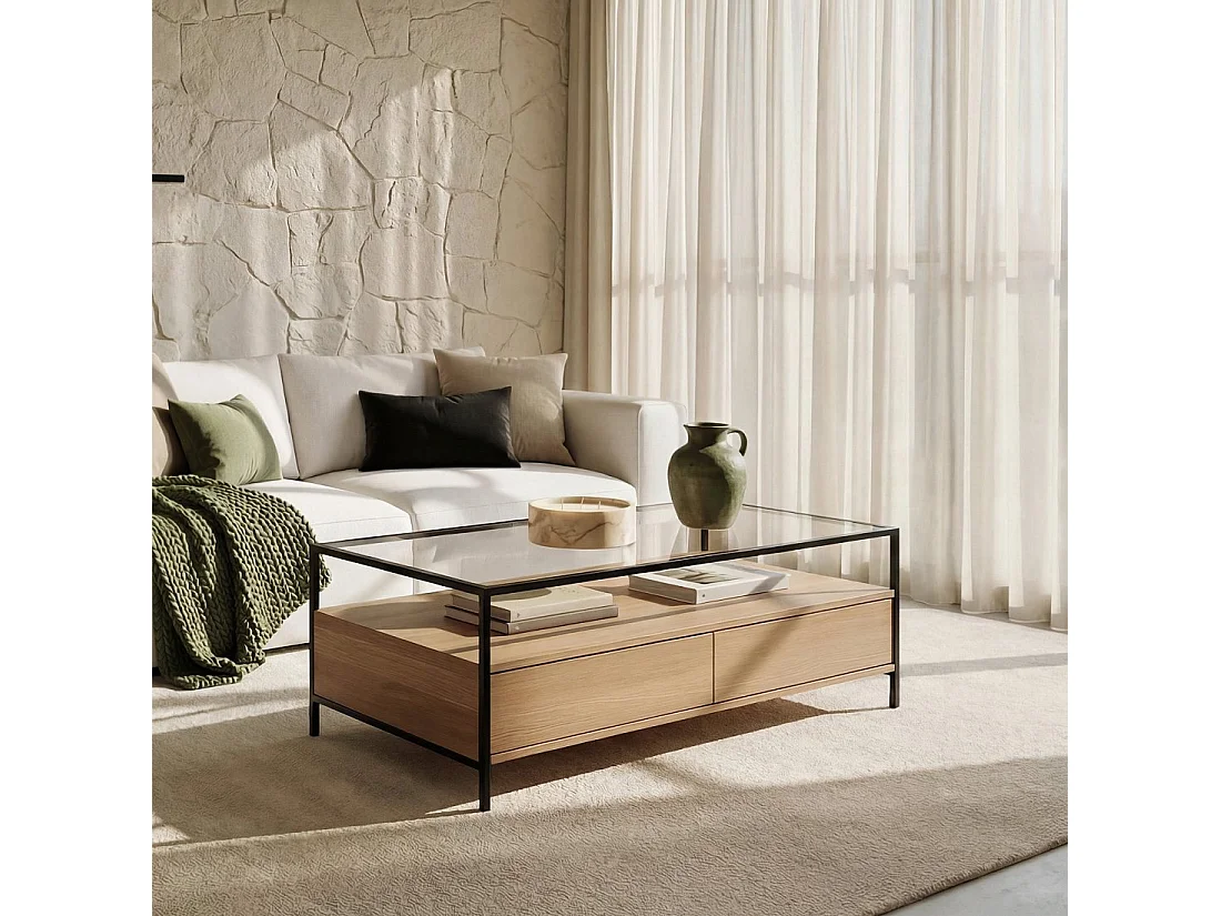 Mesa de centro fija de Metal Natural 40 x 120- Petra