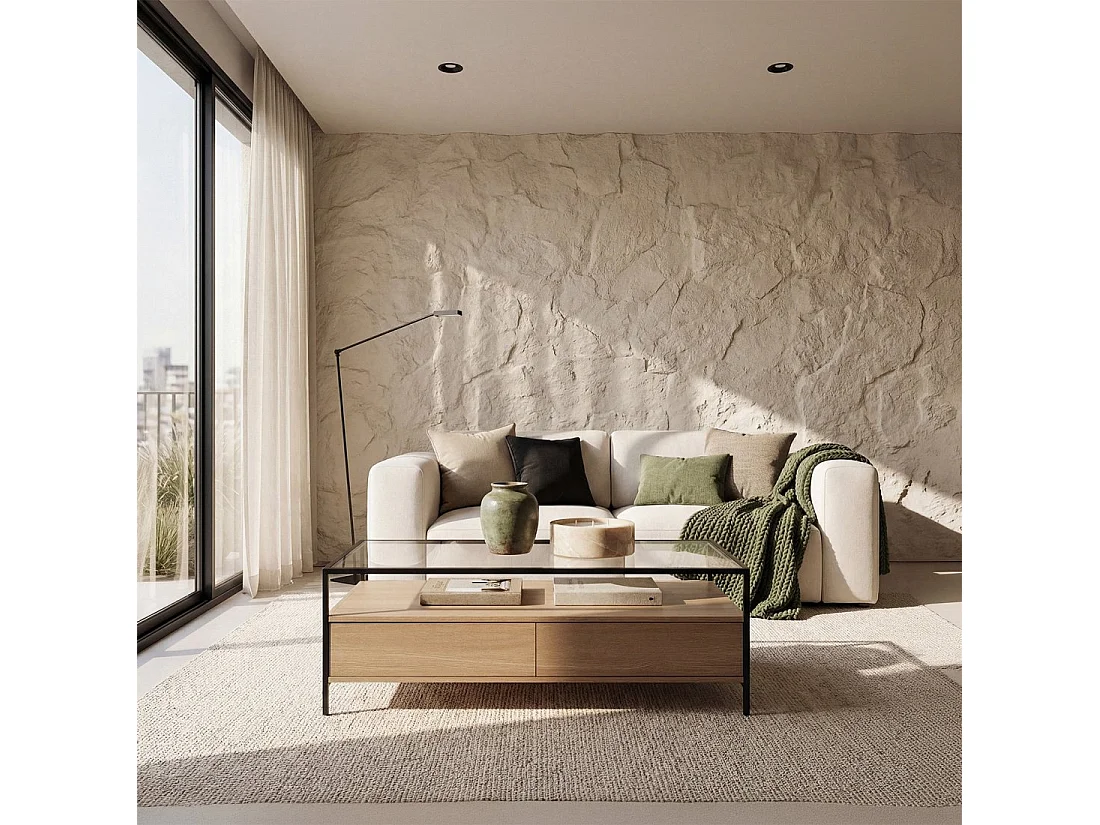 Mesa de centro fija de Metal Natural 40 x 120- Petra