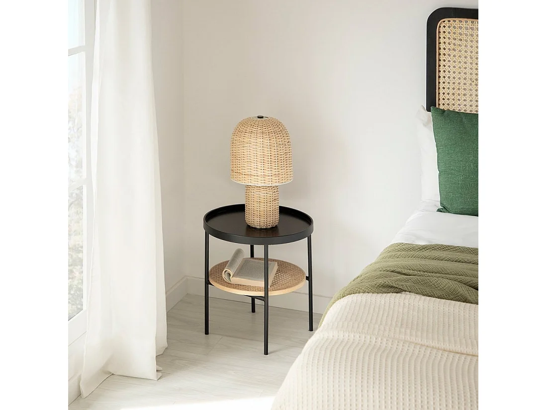 Mesita auxiliar de Metal Natural-Negro 46 x 45- Niko