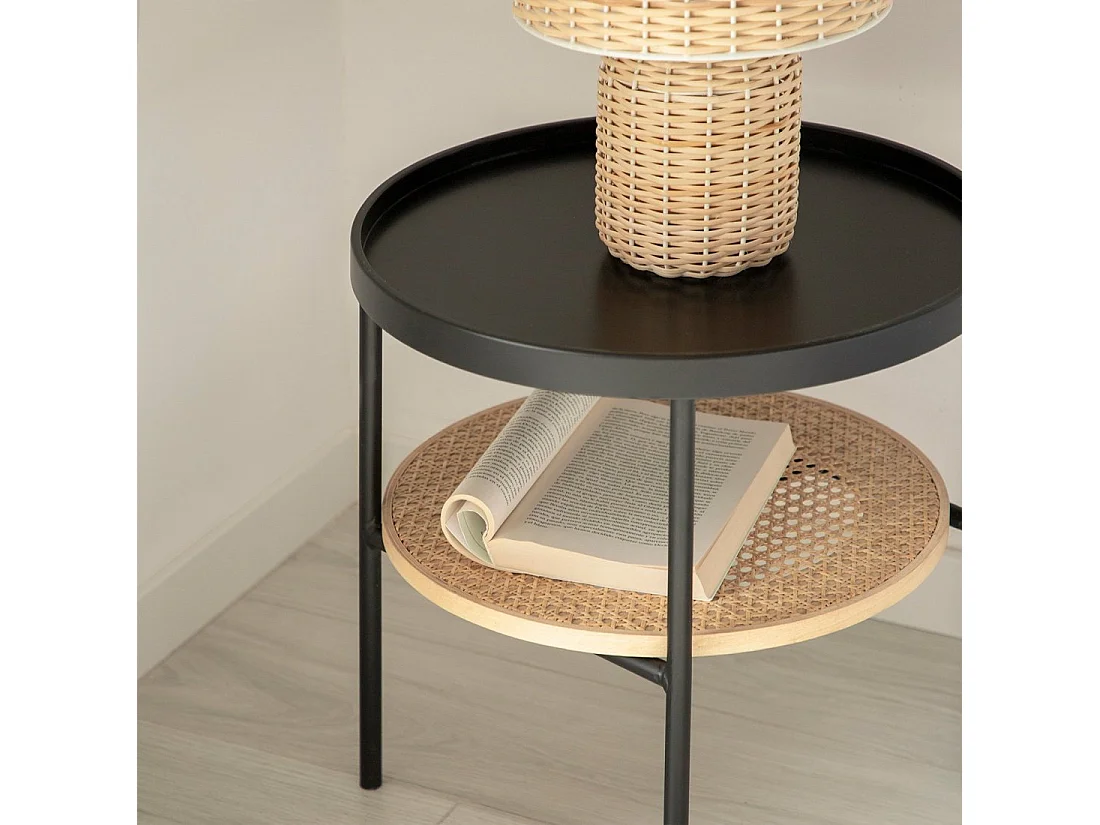 Mesita auxiliar de Metal Natural-Negro 46 x 45- Niko