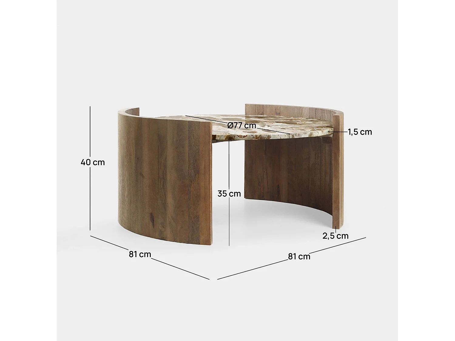 Table basse fixe en mármol mármol 81x40 cm-Loan