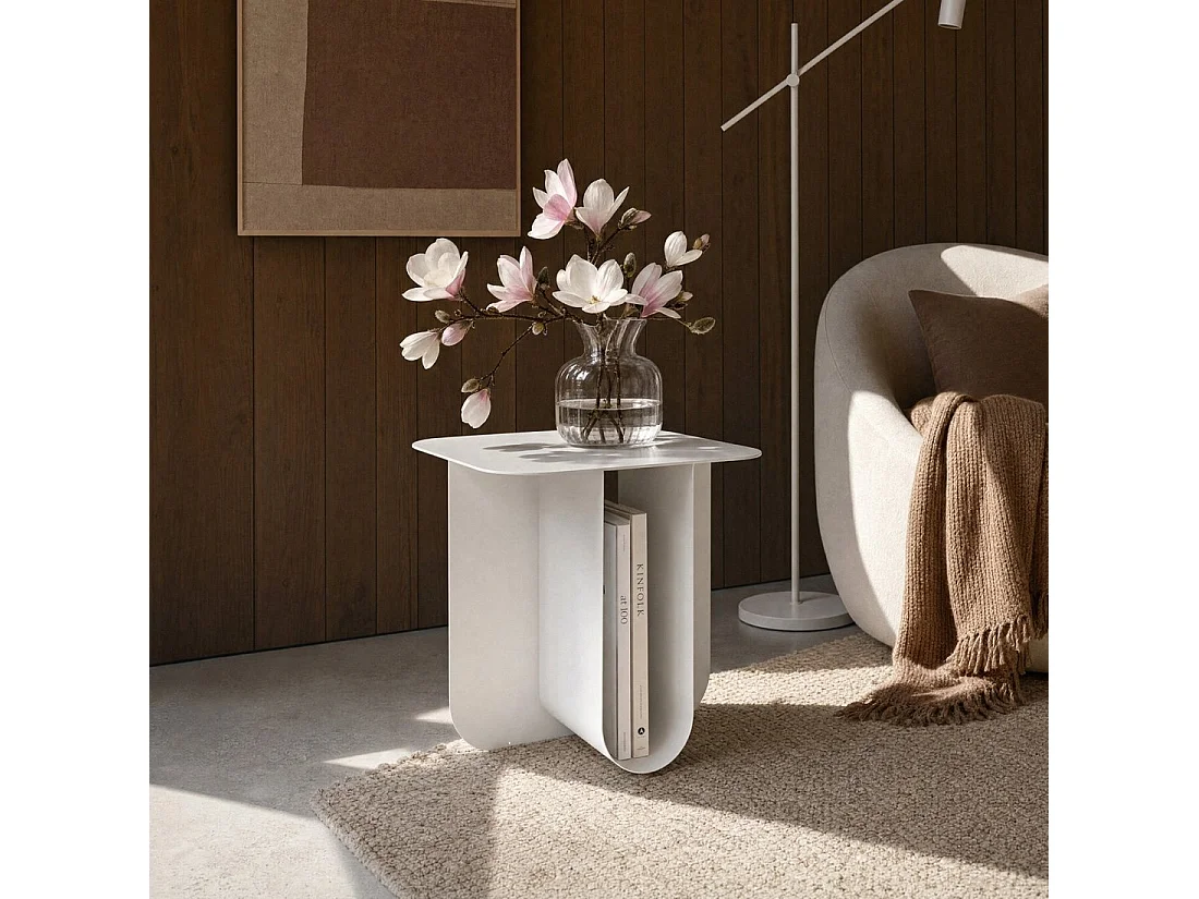 Table d'appoint en métal blanc 45x40 cm-Bend