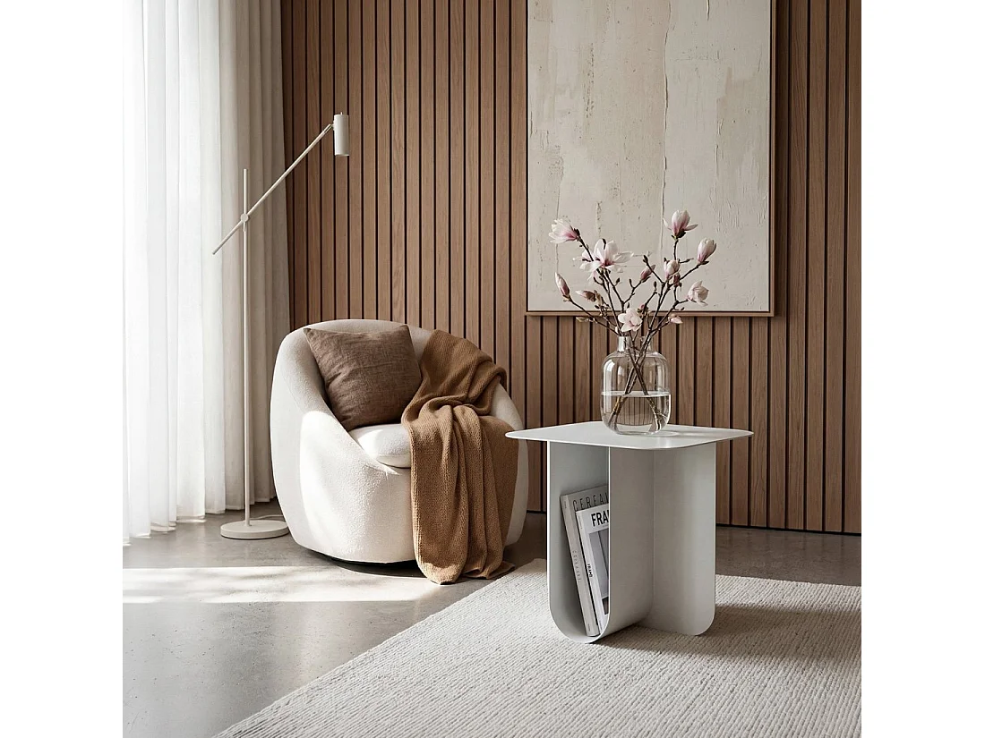 Table d'appoint en métal blanc 45x40 cm-Bend