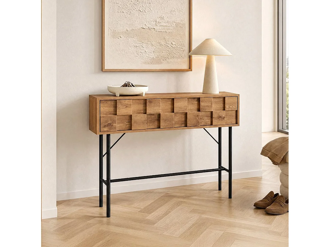 Console en bois naturel 108x80 cm-Ivar