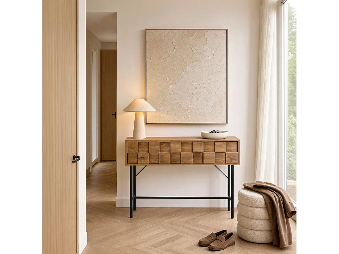Console en bois naturel 108x80 cm-Ivar