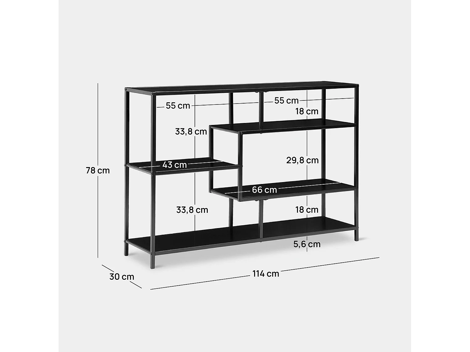 Estantería baja de Metal Negro 78 x 114- Ewan
